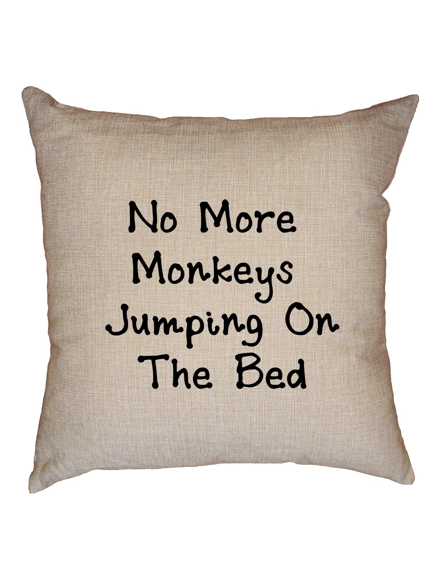Hollywood ThreadMonkeys - No More Monkeys Jumping On The Bed Decorative Linen Throw Cushion Pillow Case with Insert