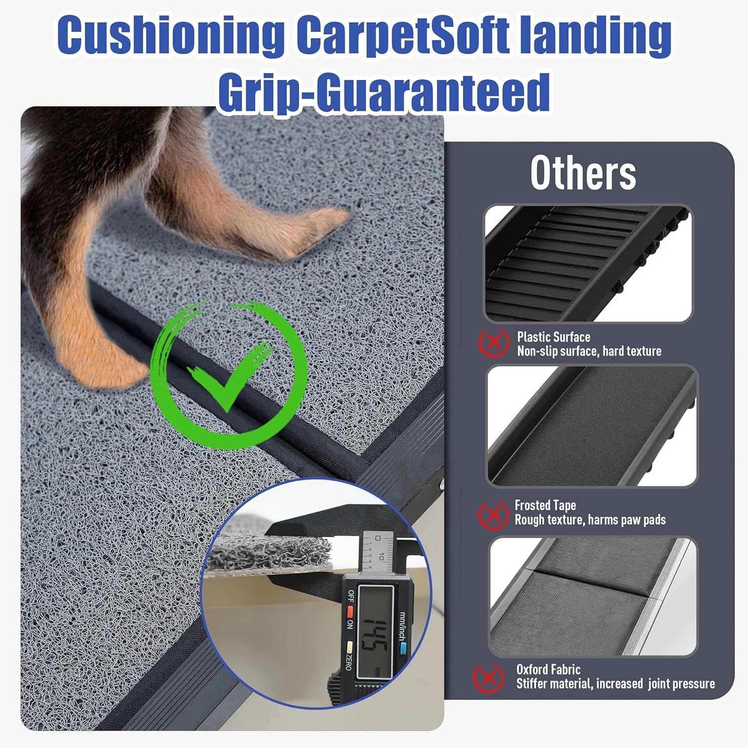 BACOENG 180cm Rampa para Perros Coche Plegable, Rampa para Perros portátil para Perros Grandes con Alfombra Antideslizante, Disponible para camión, Coche, SUV, Soporta hasta 110 KG