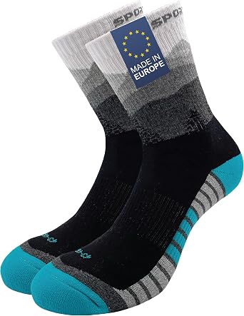 Sport2People Hiking Socks for Men and Women Cushioned, Anti-Blister, Moisture-Wicking Breathable, Non-Slip, Durable Outdoor Socks for Walking, Trekking, Travel, and Hiking Boots