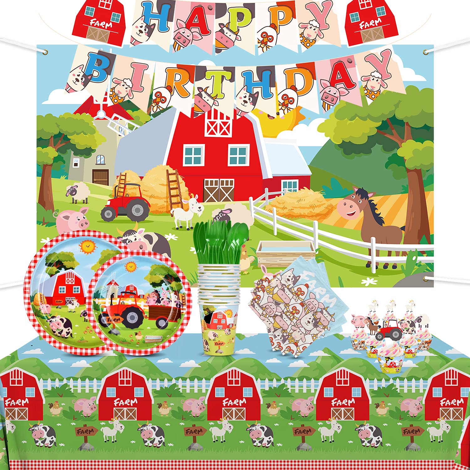 Buy Gatherfun Farm Animal Party Supplies Disposable Paper Plates