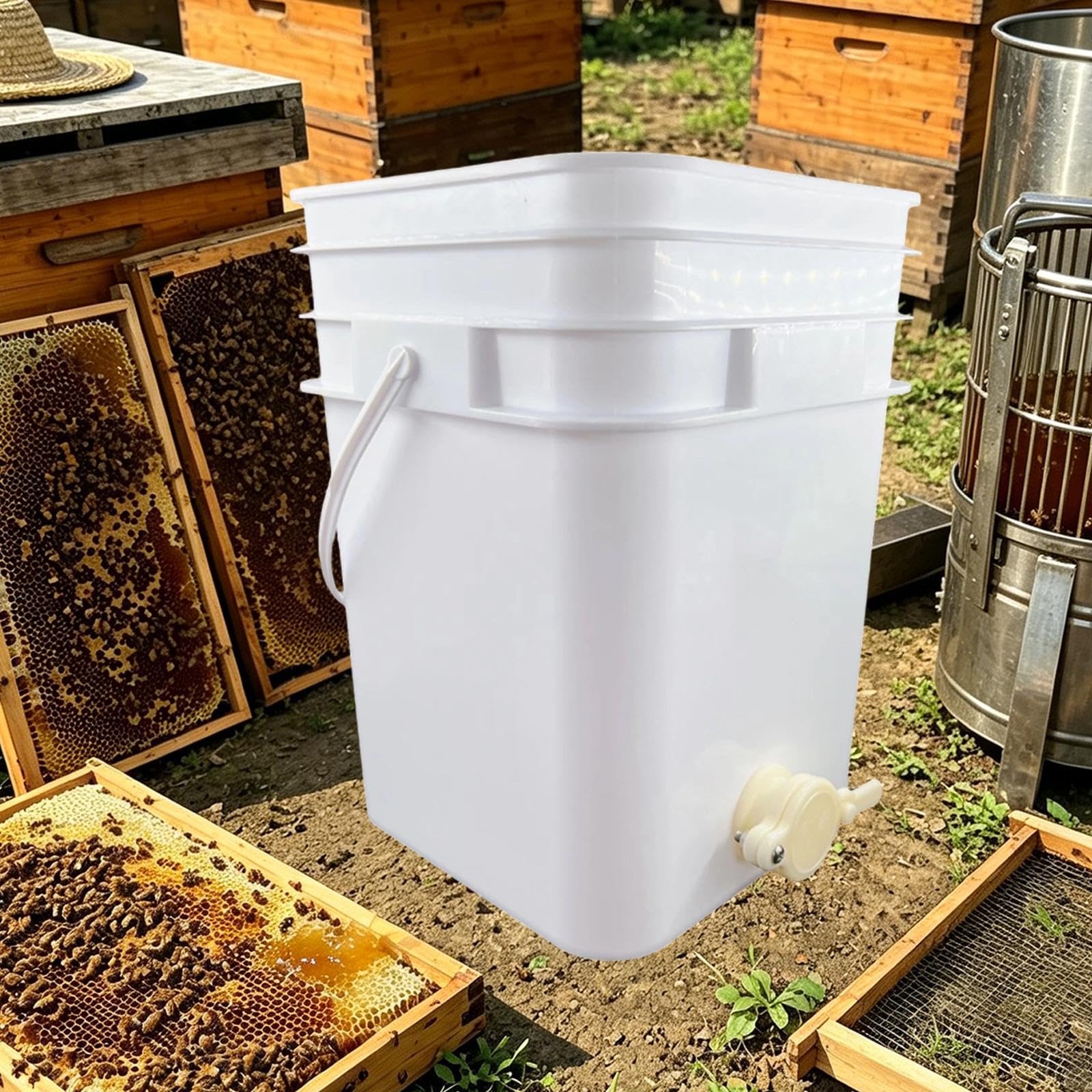 Sharplace Seau de Remplissage de Miel, Seau à Miel avec Robinet et Couvercle Porte, Extracteur de Miel, Fournitures de Qualité Supérieure, pour l'apiculture, 20l