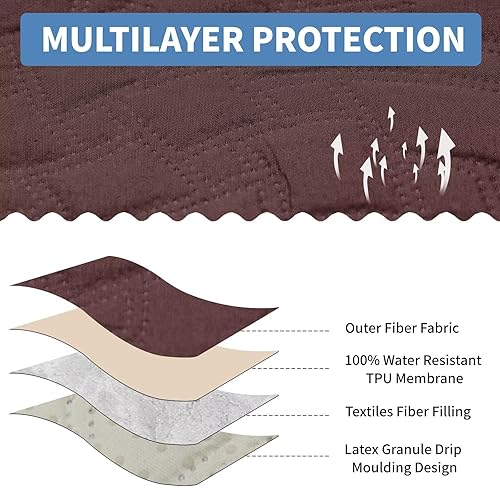 Miniatura 4 de CUCRAF Funda acolchada antideslizante para sofá, resistente al agua, protector de muebles para sofá de 3 cojines, apto para mascotas, funda de sofá