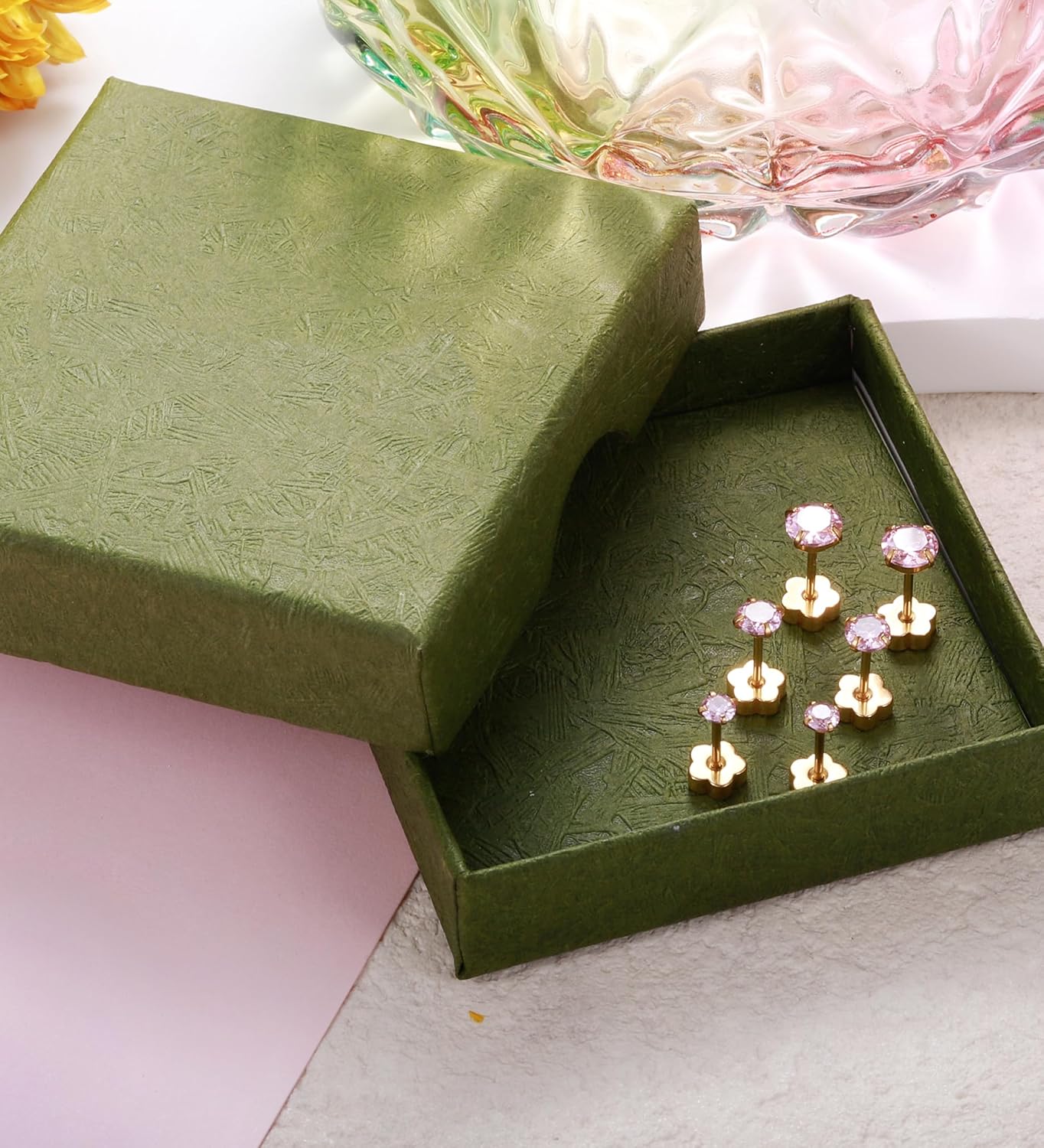 14K Gold CZ Flat Back Earrings for Women Hypoallergenic Cartilage Cubic Zirconia Earrings Studs 20G Handmade Nap Screw Back Earrings for Helix Conch Multiple Piercing - Image 5