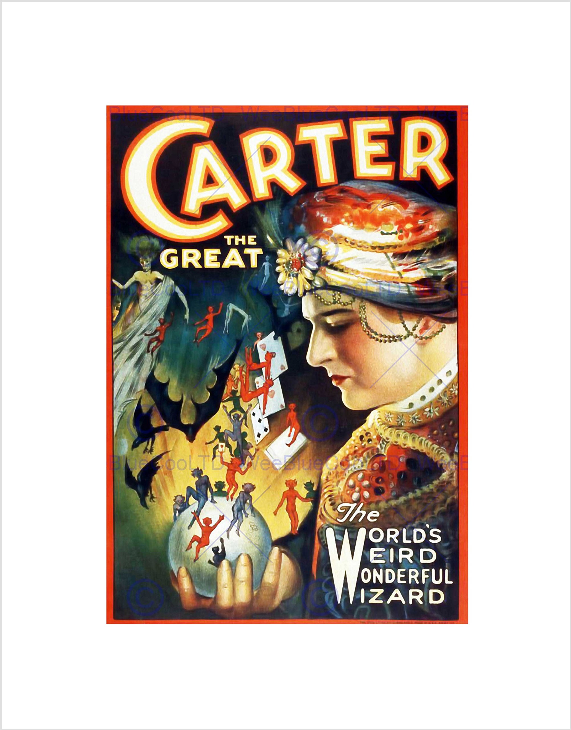 Wee Blue Coo Carter The Great The Magician Vintage Advert Wall Art Print