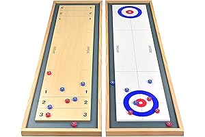 Versatile Tabletop & Giant-Sized Shuffleboard & Curling 2-in-1 Game