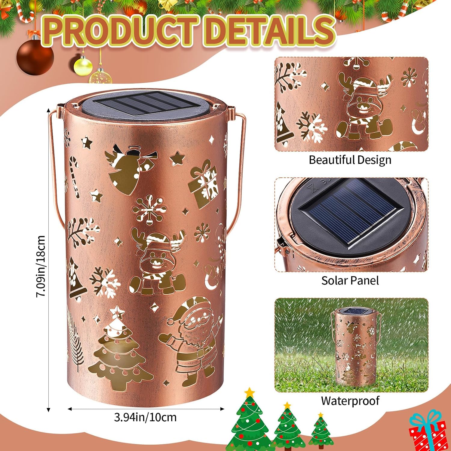 Capoda Merry Christmas Solar Lantern Holiday Outdoor Decorations for Garden, Porch, Pathway – Waterproof Solar Powered Hanging Light Winter Yard Decor, Seasonal Party & Outdoor Christmas Gift