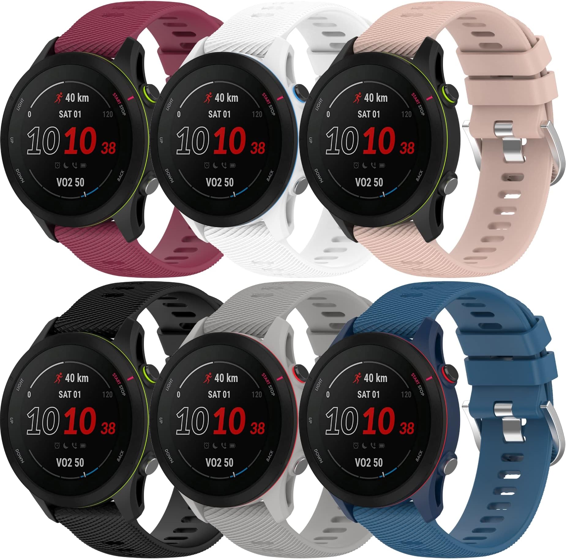 18MM Bands Compatible with Garmin Forerunner 255S/Forerunner 265S/Venu 3S/Vivoactive 4S Watch Soft Silicone Colorful Wristbands Quick Release Adjustable Sport Strap for Forerunner 255S 265S Music Band