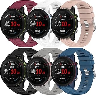 NineHorse 18MM Bands Compatible with Garmin Forerunner 255S/255S Music Watch for Women&Men Soft Silicone Colorful Wristbands Quick Release Adjustable Sport Strap for Forerunner 255S Music Band (MultiColors-B)