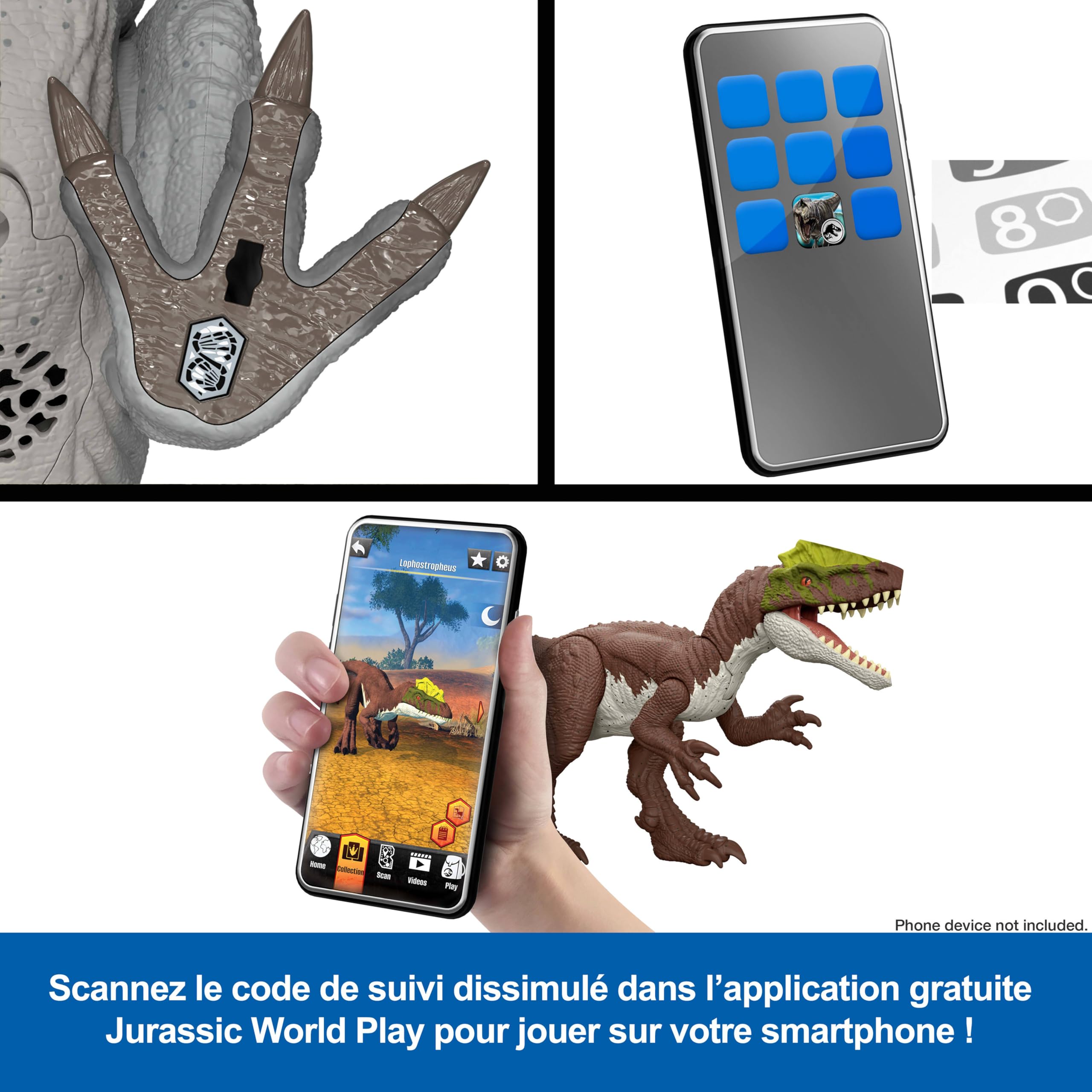 Mattel Jurassic World Figurine articulée de Dinosaure, carnotaure Qui Charge et Mord avec des Sons de Rugissement, Attaque et Morsure, Jeu numérique, JKG85