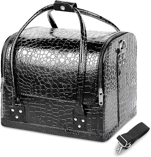 SG-Mart Pu Leather Cosmetic Bag Makeup Case Professional Waterproof Vanity Large Travel Storage Organizer With 4 Trays For...