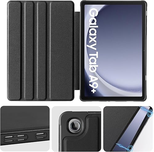 Miniatura 5 de CoBak Funda para Samsung Galaxy Tab A9 Plus de 10.9 pulgadas 2023, ángulos de visión múltiple, funda inteligente de piel sintética con función de