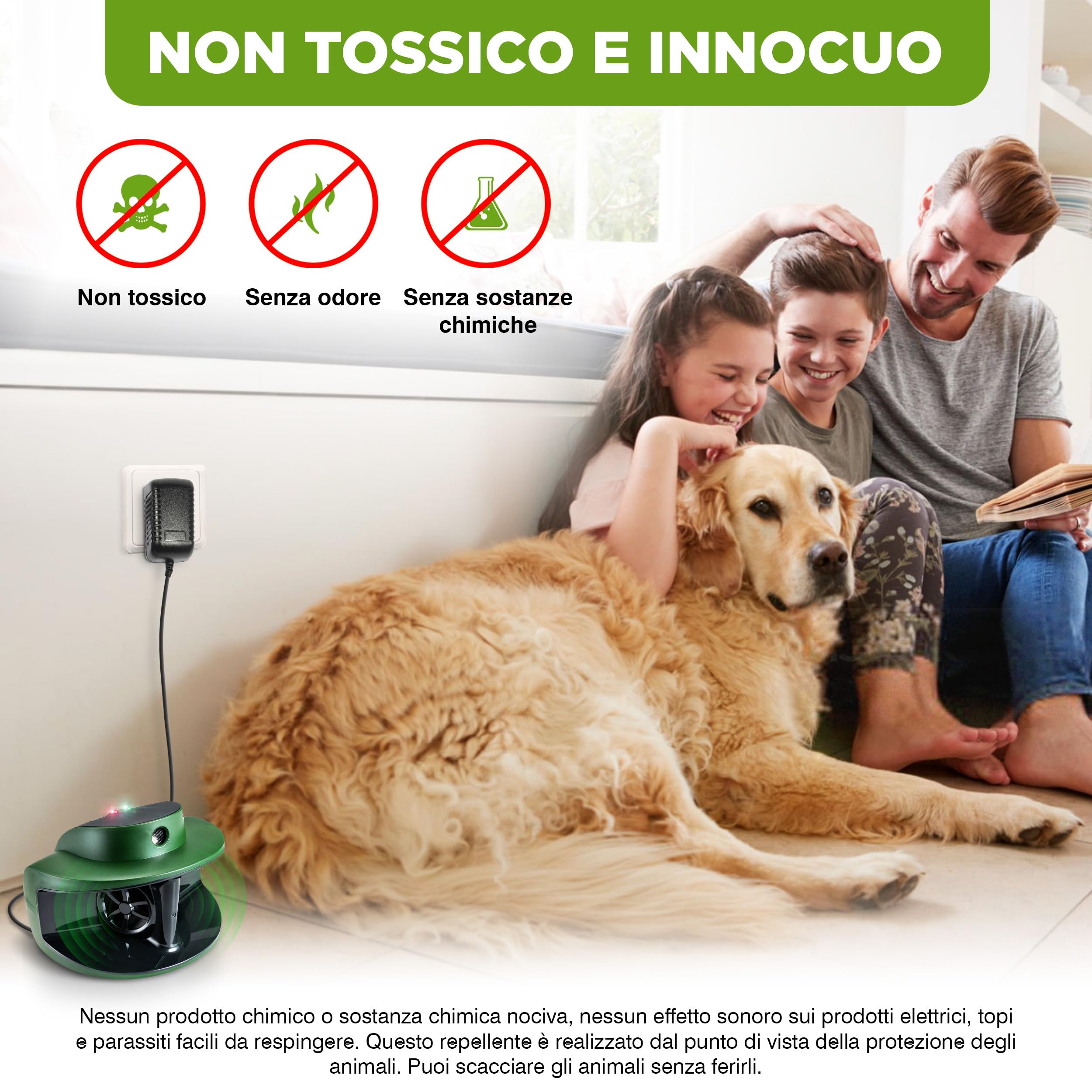 ISOTRONIC repellente topi ultrasuoni ratti scarafaggi procioni parassiti casa cantina giardino senza veleno portata 40m² 2 unità efficace interno esterno protezione difesa dissuasore stop insetti