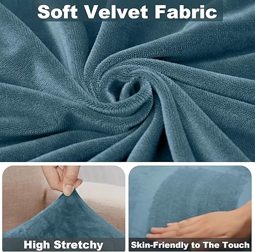 Miniatura 3 de Funda para sofá seccional, 1 pieza, funda de terciopelo separada, funda de sofá suave y elástica para sillón seccional izquierdoderecho (diván,