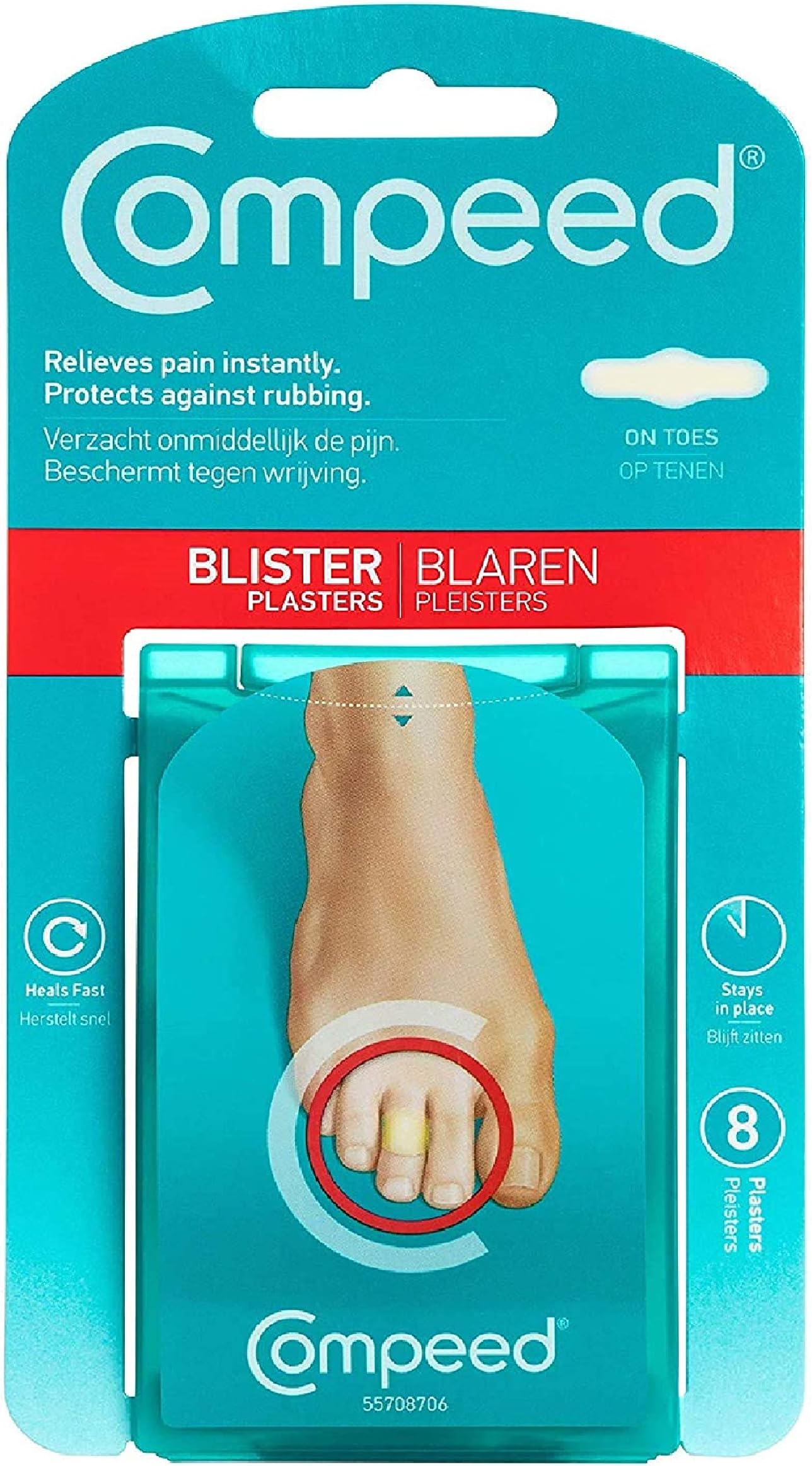 Compeed Blister Bandage For Finger Rubbing Protection, Breathable Foot Finger Protector Hydrocolloid Bandage For Men, Women N Kids, Pack Of 8 Pc