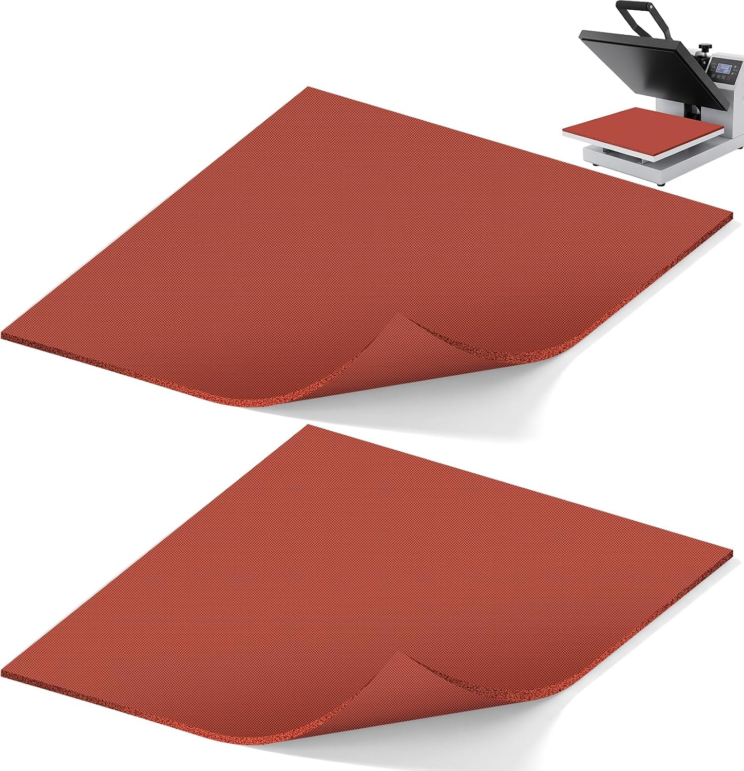 2 Pack 15x15 Inch Heat Press Mat – Smooth Silicone Heat Press Pad, High-Temp Resistant Ironing & Craft Mat for Vinyl HTV, Sublimation, T-Shirt Printing, DIY Heat Transfer Projects (Grey)