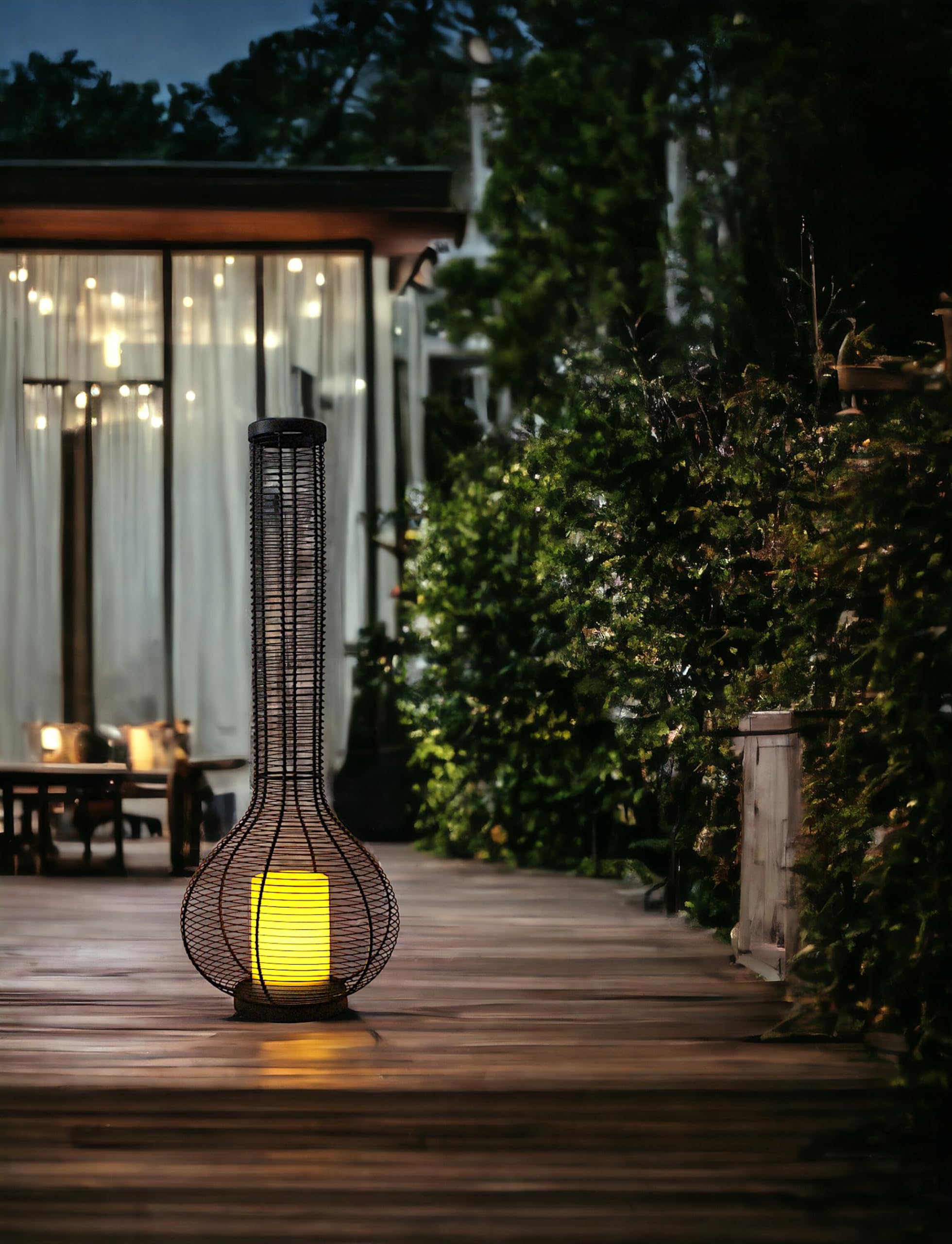Solar Laterne XXL 75cm Höhe mit LED Kerze Solarlampe Solarleuchte Lampe Gartenleuchte Gartenlampe Solarlaterne Schwarz