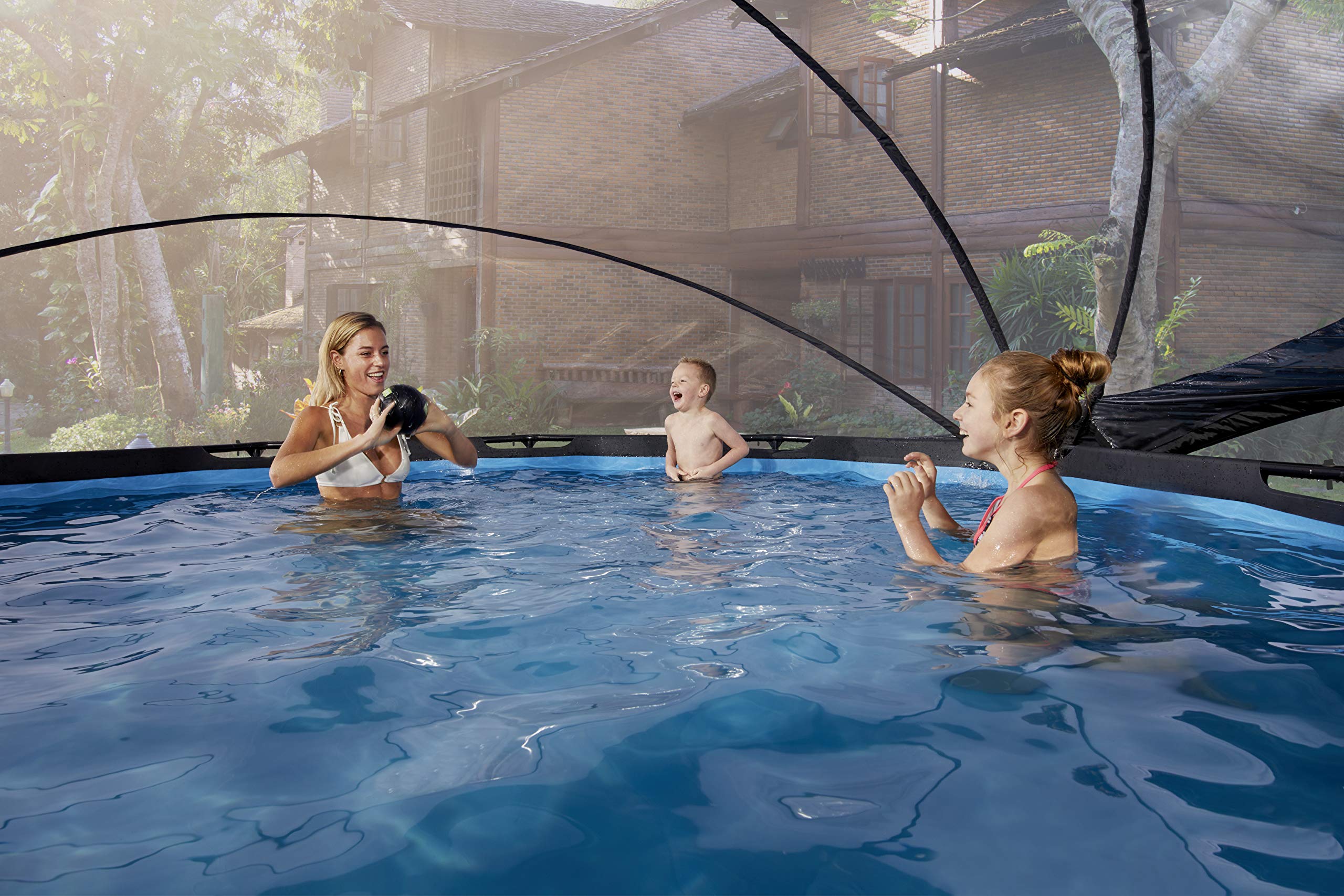 EXIT Toys Poolabdeckung Rund ø 305 cm Universell für Intex/Bestway Pools – Hält Wasser Warm und Sauber – Poolüberdachung mit Verbindungsset für Viele Marken – Transparent