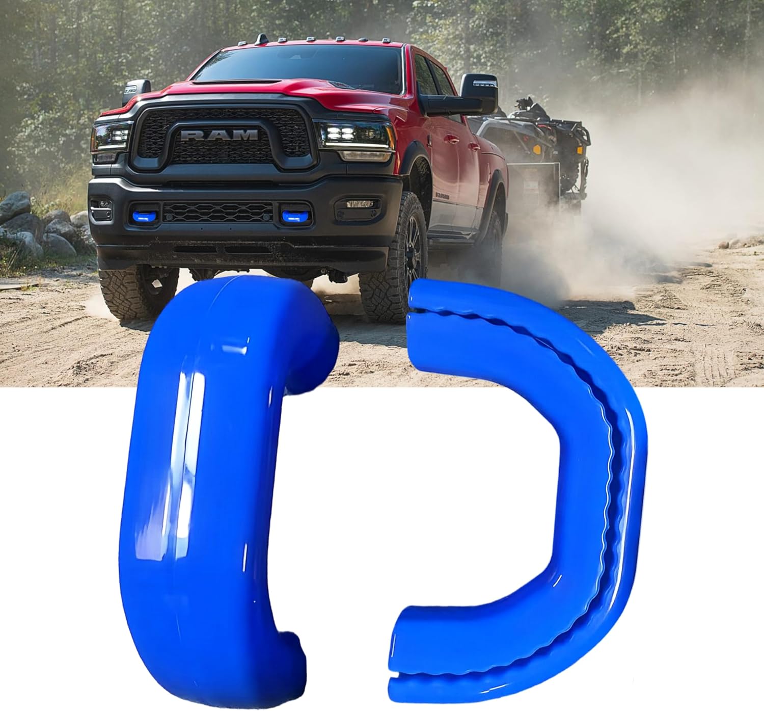 Front Tow Hooks Covers for RAM 2500/3500 2019-2026, Hitch Cover Customized Car Tow Hooks Compatible with RAM 2500/3500 Accessories 2019-2026 (Blue)