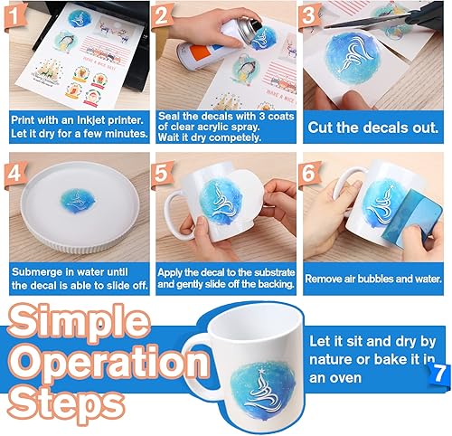 Miniatura 3 de Koala - 25 hojas de papel adhesivo para impresora de inyección de tinta, papel de transferencia de tobogán acuático blanco de 8.5 x 11 pulgadas para