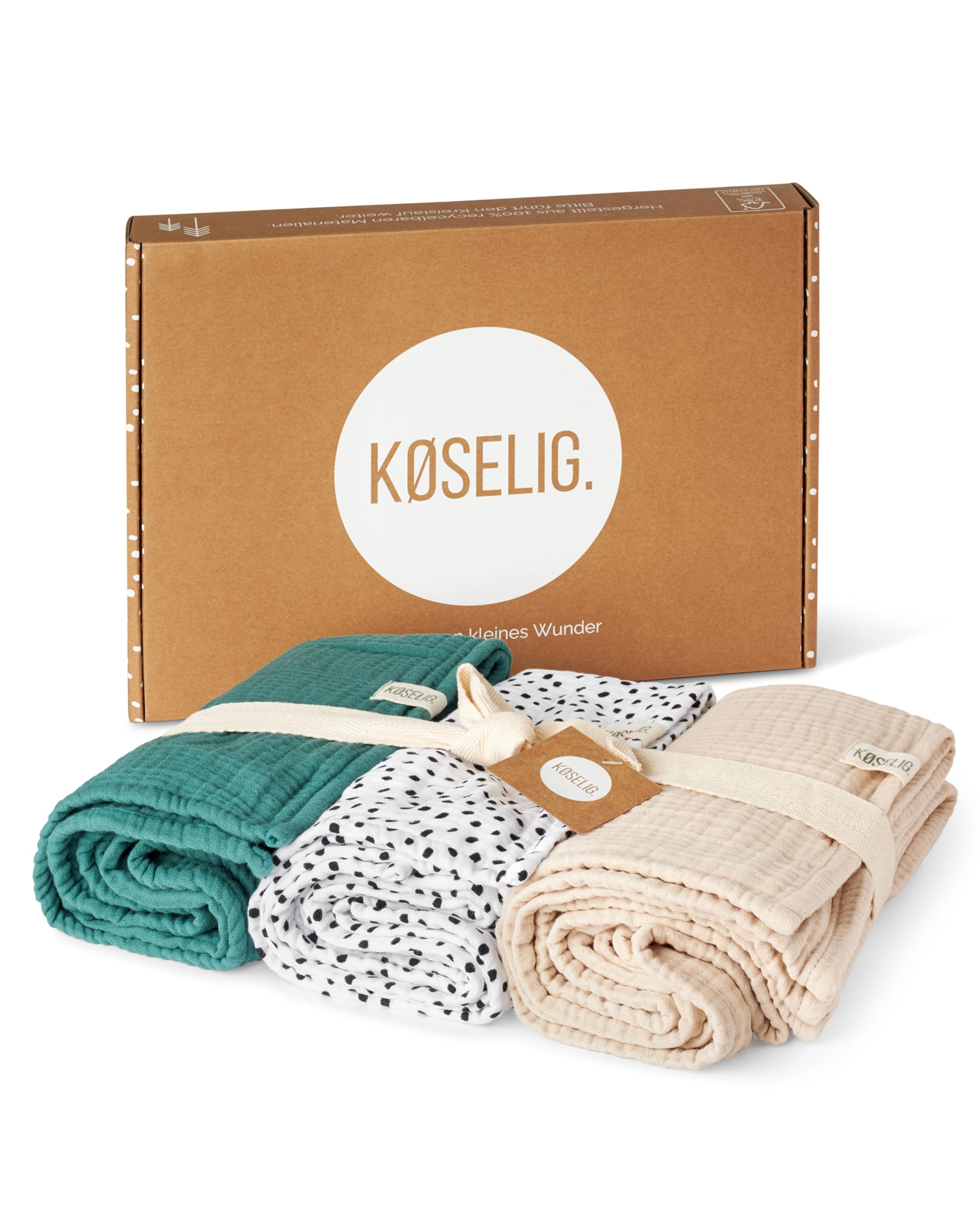 Premium Musselintücher 80x80 cm | 100% Bio-Baumwolle | Geschenk zur Geburt: Babydecken, Spucktücher extra weich & saugstark | 60°C Wäsche | 3er Set Mulltücher