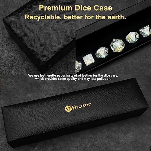 Miniatura 5 de Haxtec Juego de dados DND de flores, dados de borde afilado con estuche de dados hechos a mano de resina azul y amarilla, juego de dados D&D para