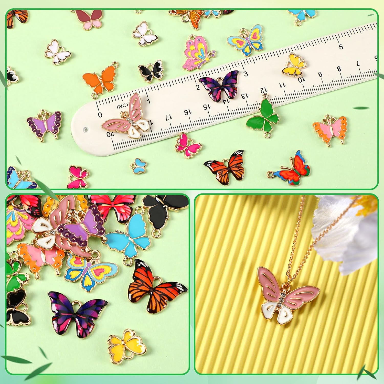 MARFOREVER 120 Pcs Butterfly Charms for Jewelry Making, Mixed Butterflies Charms Assorted Gold Enamel Butterfly Pendants for DIY Necklace Bracelet Earrings Making Supplies Gifts for Mother Women Girls - Image 2