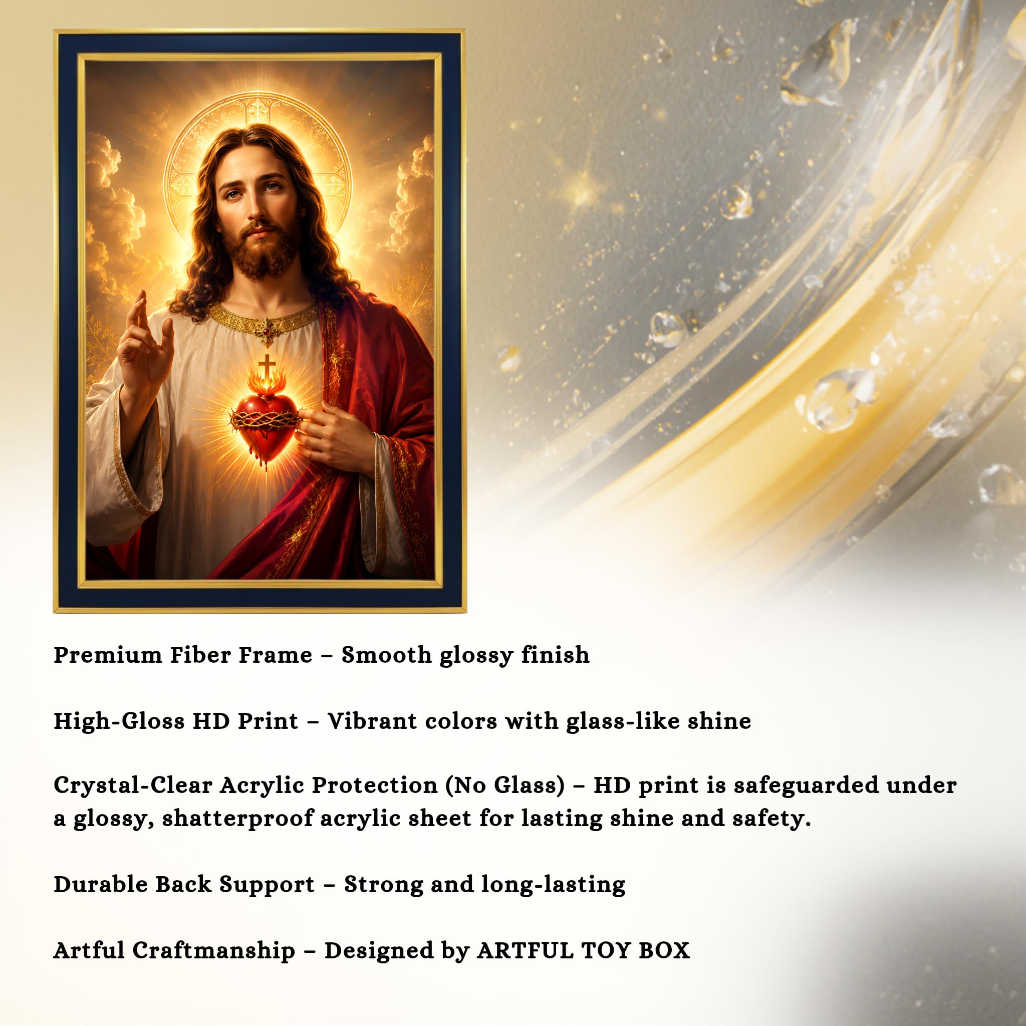 Jesus Christ Sacred Heart Photo Frame - Golden Black -4 Jesus Christ Sacred Heart Photo Frame - Golden Black -4