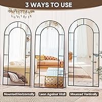 Vista 7 de Antok Espejo de longitud completa de 71 x 28 pulgadas, espejo de piso, espejo decorativo de ventana arqueada, decoración con marco de metal, espejos