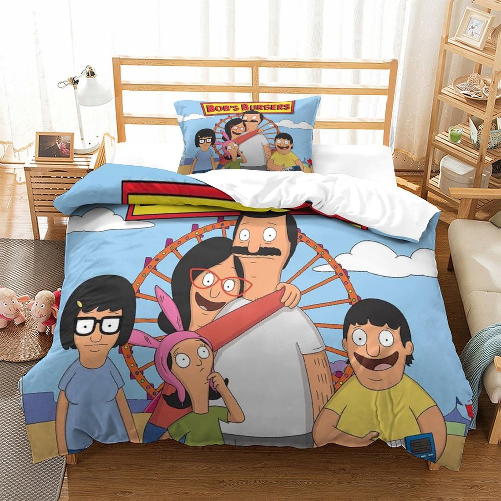 Mjczegdcr Bobs Burgers Duvet Cover Comforter Cover Bedding Set For Kids Adults 3D Bedspread Cover Ultra Soft Room Decor Bedclothes Zipper With Pillowcases 2Pcs Single（135X200cm）