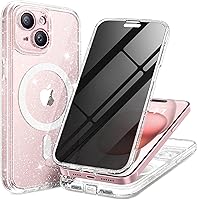 Vista 33 de Funda para iPhone 15, compatible con MagSafe, protector de pantalla de privacidad integrado y protección de cámara, antiespía, cuerpo completo, a