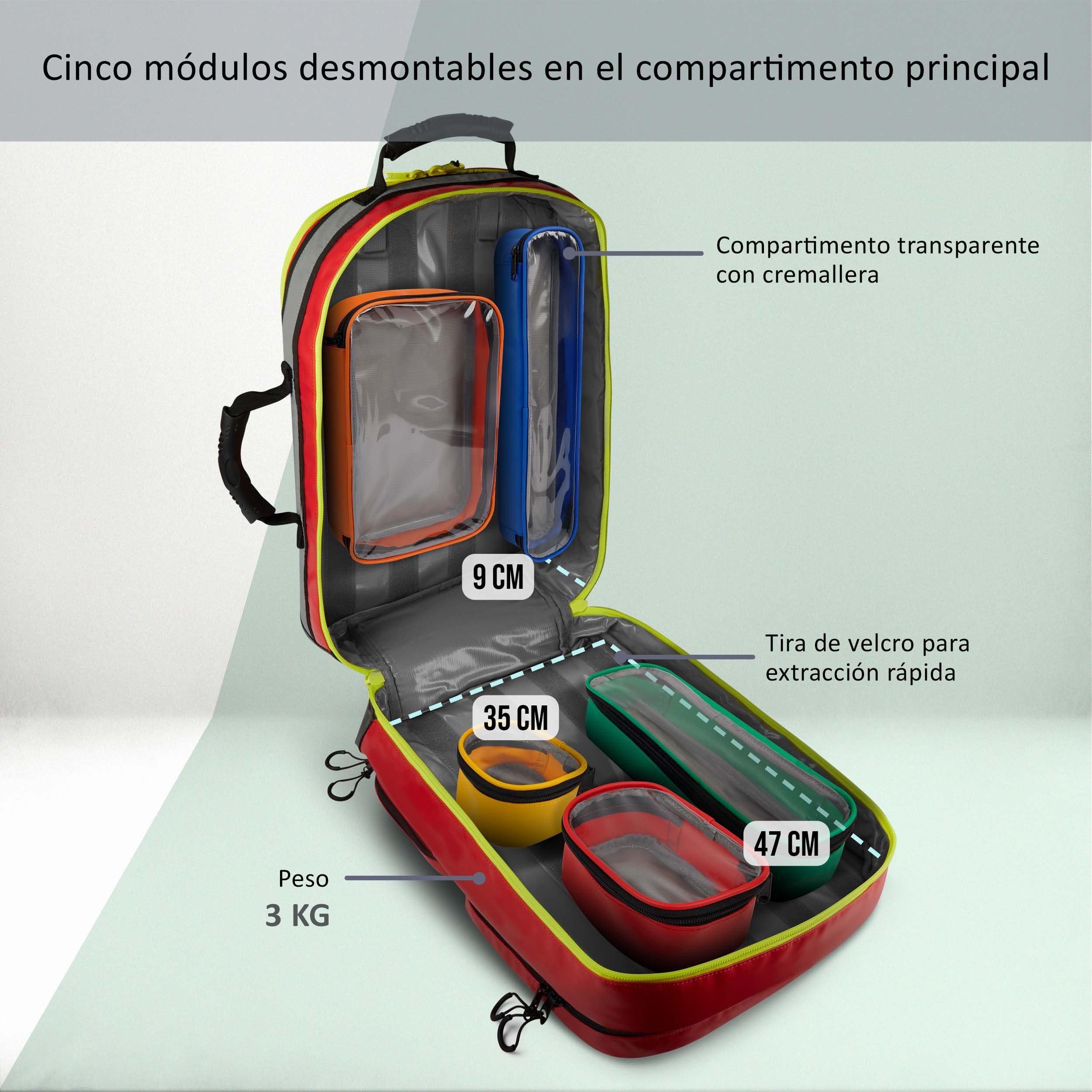 Pulox Mochila de Primeros Auxilios vacía - Mochila grande y profesional de Emergencia/urgencias médicas - Sin contenido