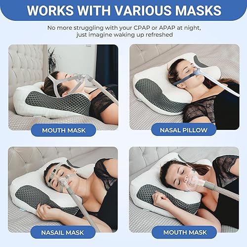 Miniatura 2 de Elviros Almohada cervical CPAP para el cuello para dormir, almohada ergonómica de altura ajustable para el cuello, almohada de espuma viscoelástica