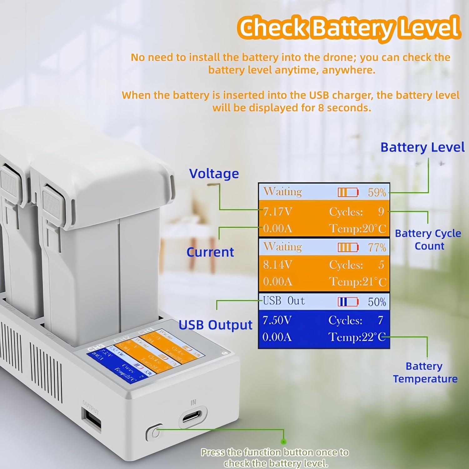 3-Slot LCD Charger Compatible with DJI Mini 5 Pro/ 4/3 Pro/ 3 – PD 100W Fast Charge for Drone Battery Maintenance