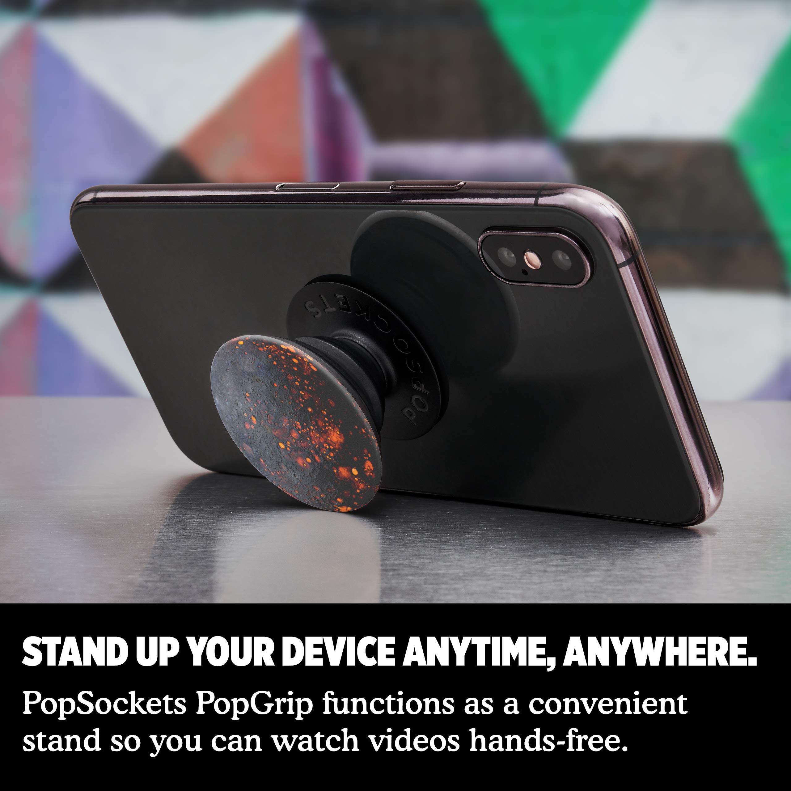 PopSockets PopGrip - Rozkładany uchwyt i podstawka do telefonów oraz tabletów z wymiennymi krążkami PopTops - Dark Star