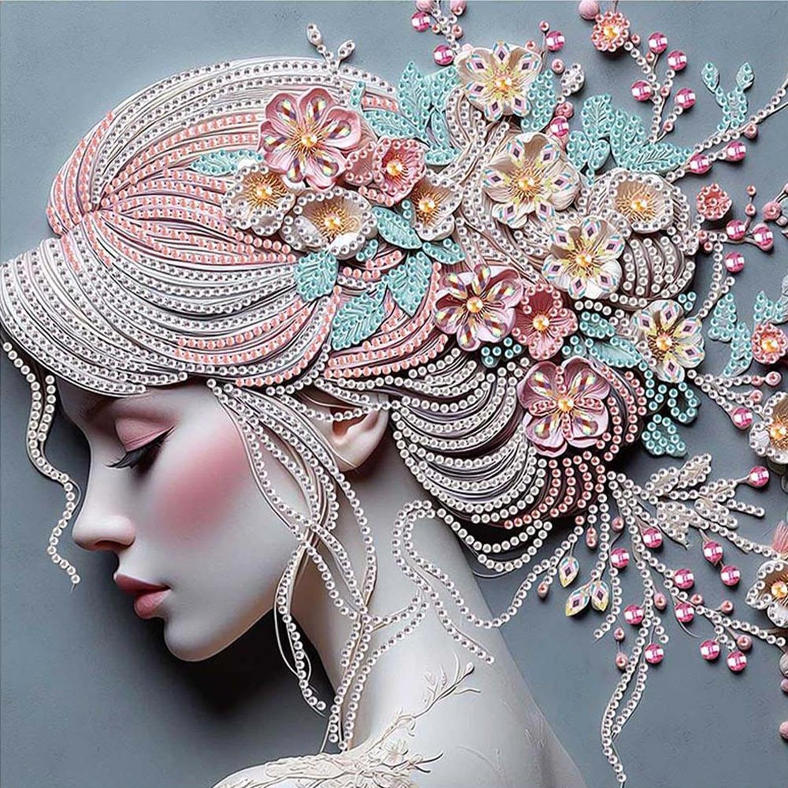 5D Special Shape Diamond Art Painting Kits for Adults, DIY Crystal Rhinestone Gem Art Craft for Beginners, Diamond Mosaic Kit, Home Wall Decor Gift 11.8x11.8 Inch(Art Girl)