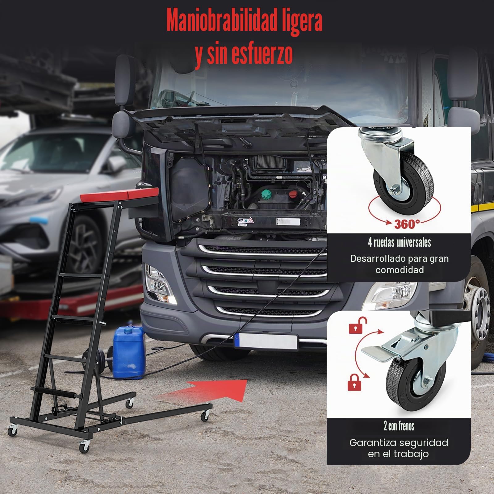 GYMAX Plataforma elevadora plegable, Automotive Topside Creeper de hasta 180 kg, con altura ajustable y 4 ruedas giratorias, Creeper para reparación y mantenimiento, para taller y hogar