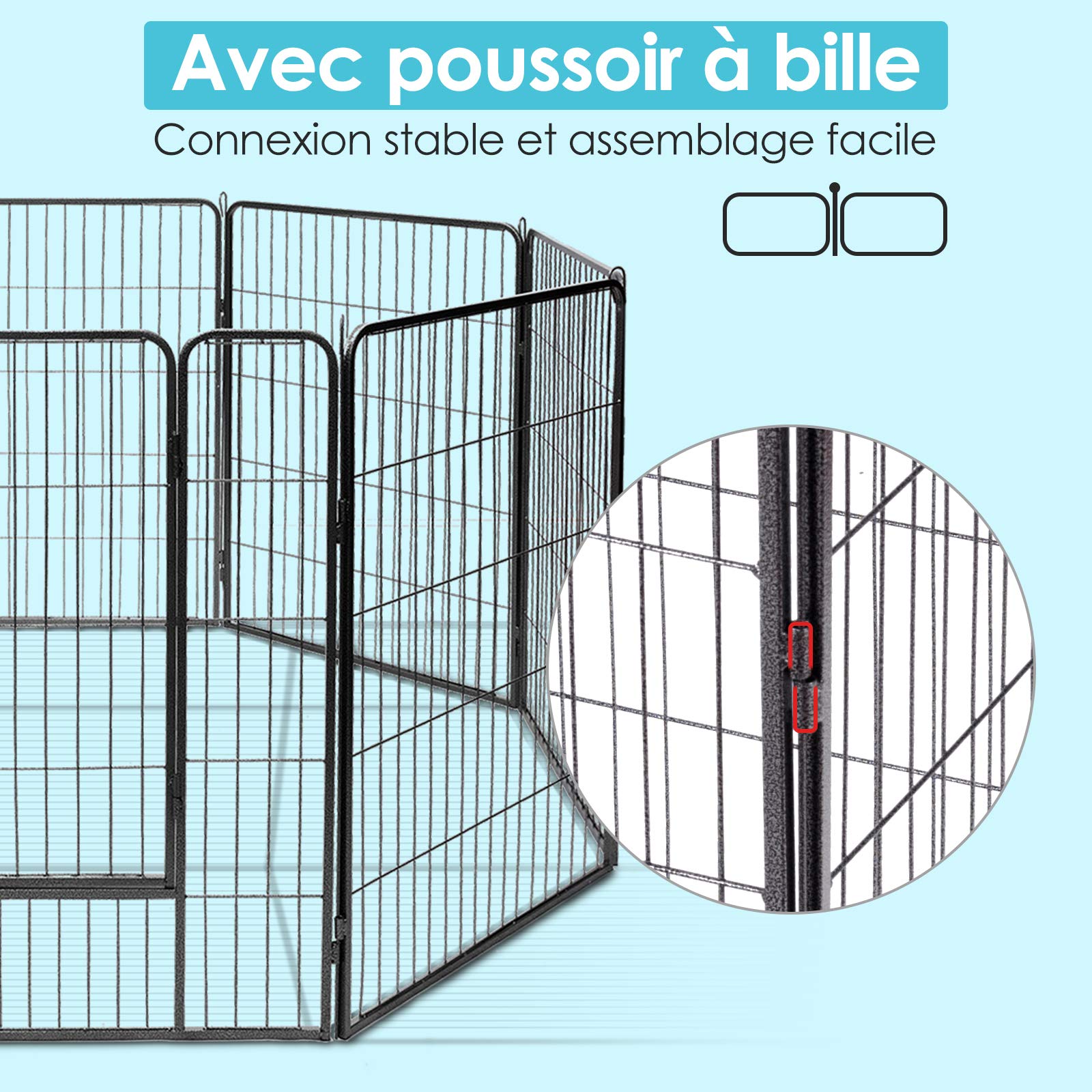 GOPLUS Parque/Valla para Animales de Metal, Parque Plegable con 8 Paneles, Diferentes Formas, Puerta de Doble Bloqueo, Valla para Interior y Exterior, Altura 100 cm, para Perro, Gato, Conejo