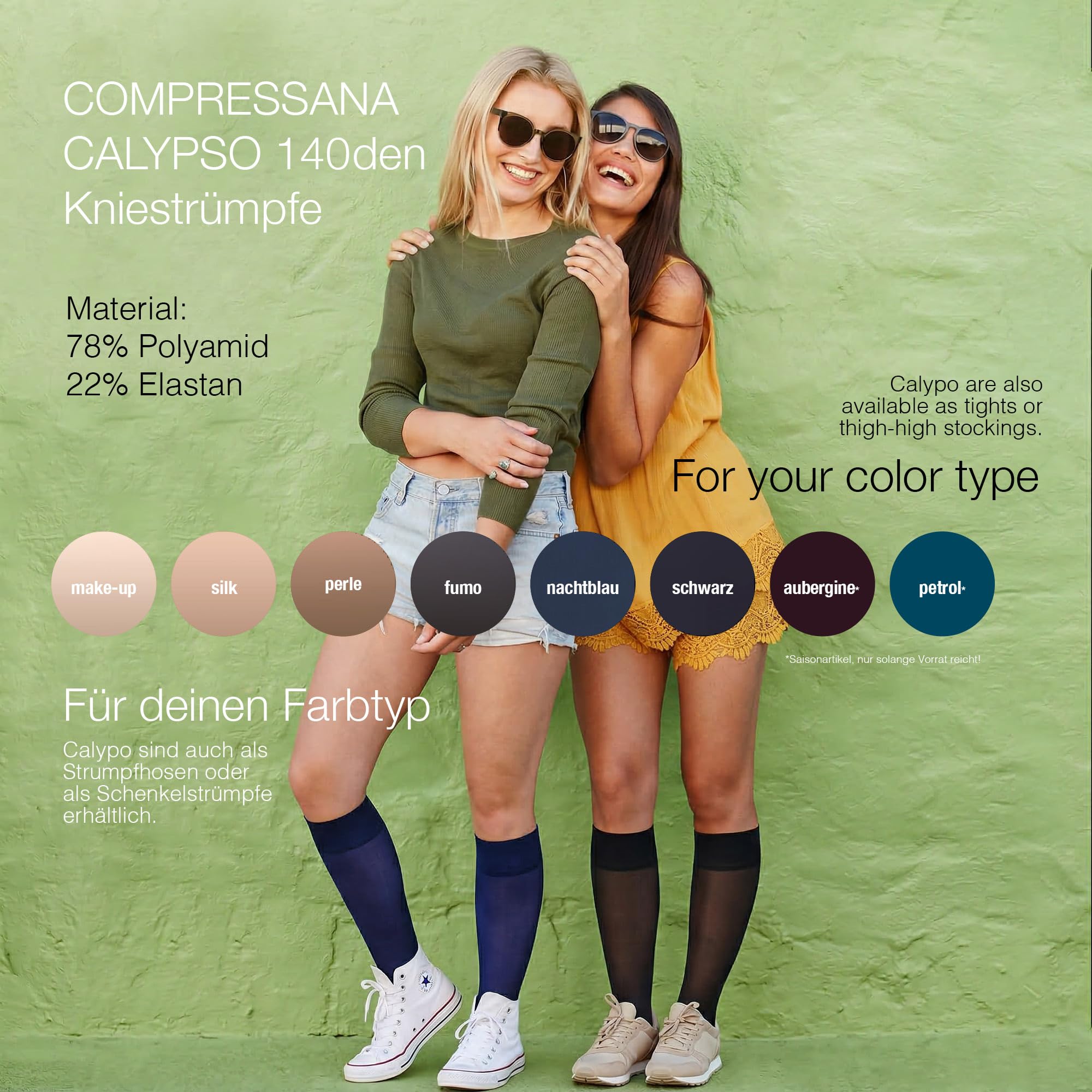 Compressana Calypso 140 denari – Collant di supporto a maglia fine – quasi opachi, motivo a rete fine e liscio – supporto efficace con compressione 15-18 mmHg (classe di supporto 3)