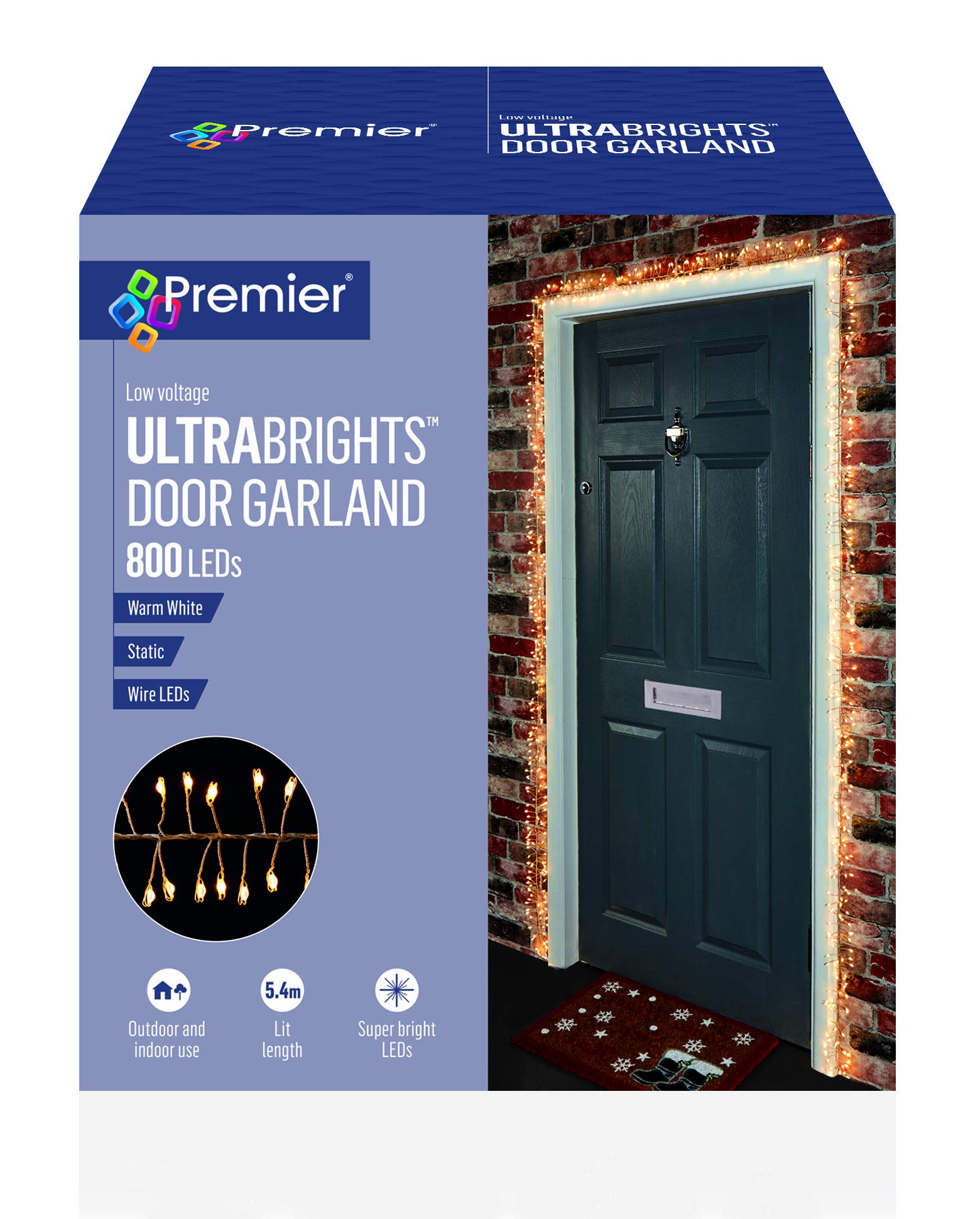 Premier 5.5m Ultrabrights Door Garland 800 LEDs in Warm White, JNS_466197