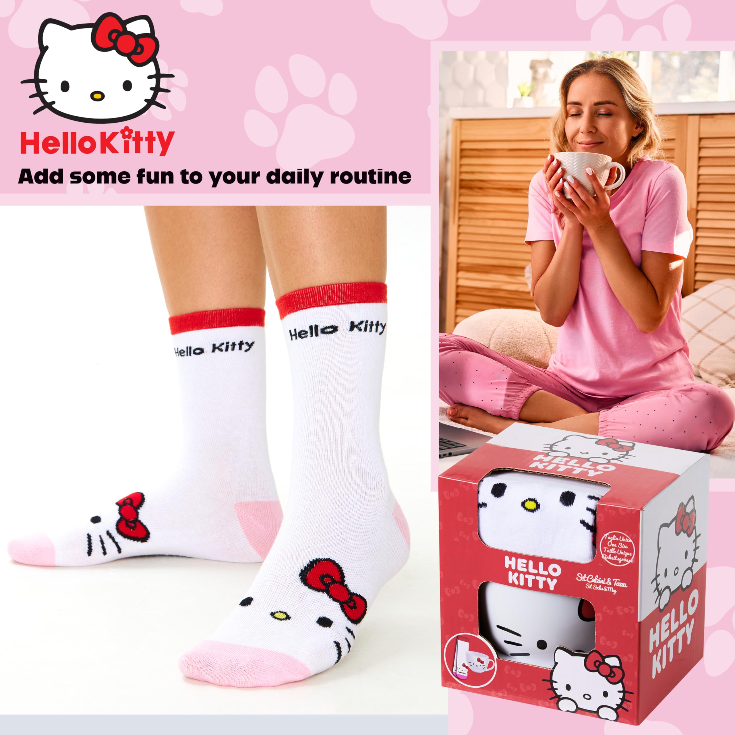 Pusheen Tassen- Und Sockenset - Katzen Design In Rosa Und Braun