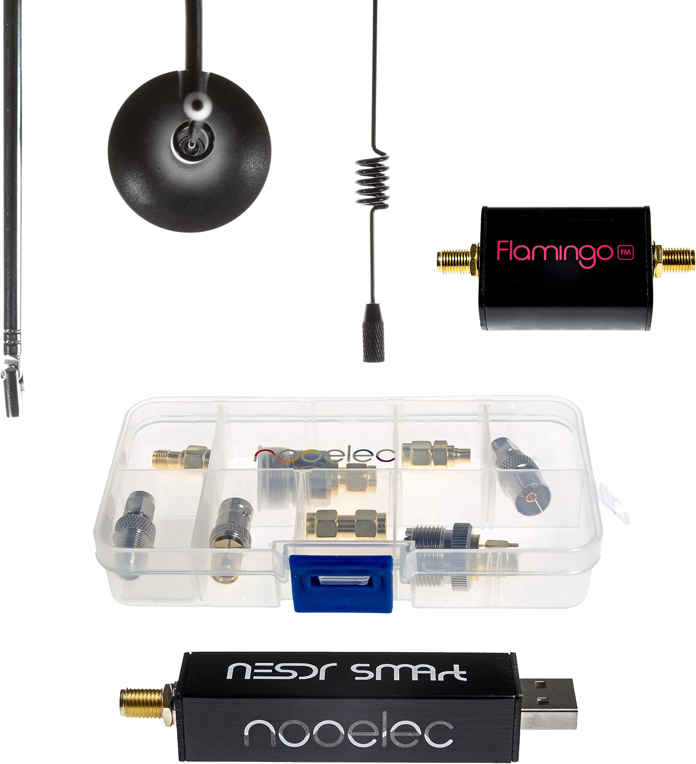 NESDR SMArt v4 RTL-SDR Essentials Starter Kit - Includes Everything to Start with Software Defined Radio Including Premium SDR, Flamingo FM Bandstop Filter, 3 Antennas, 10 Adapters & Case