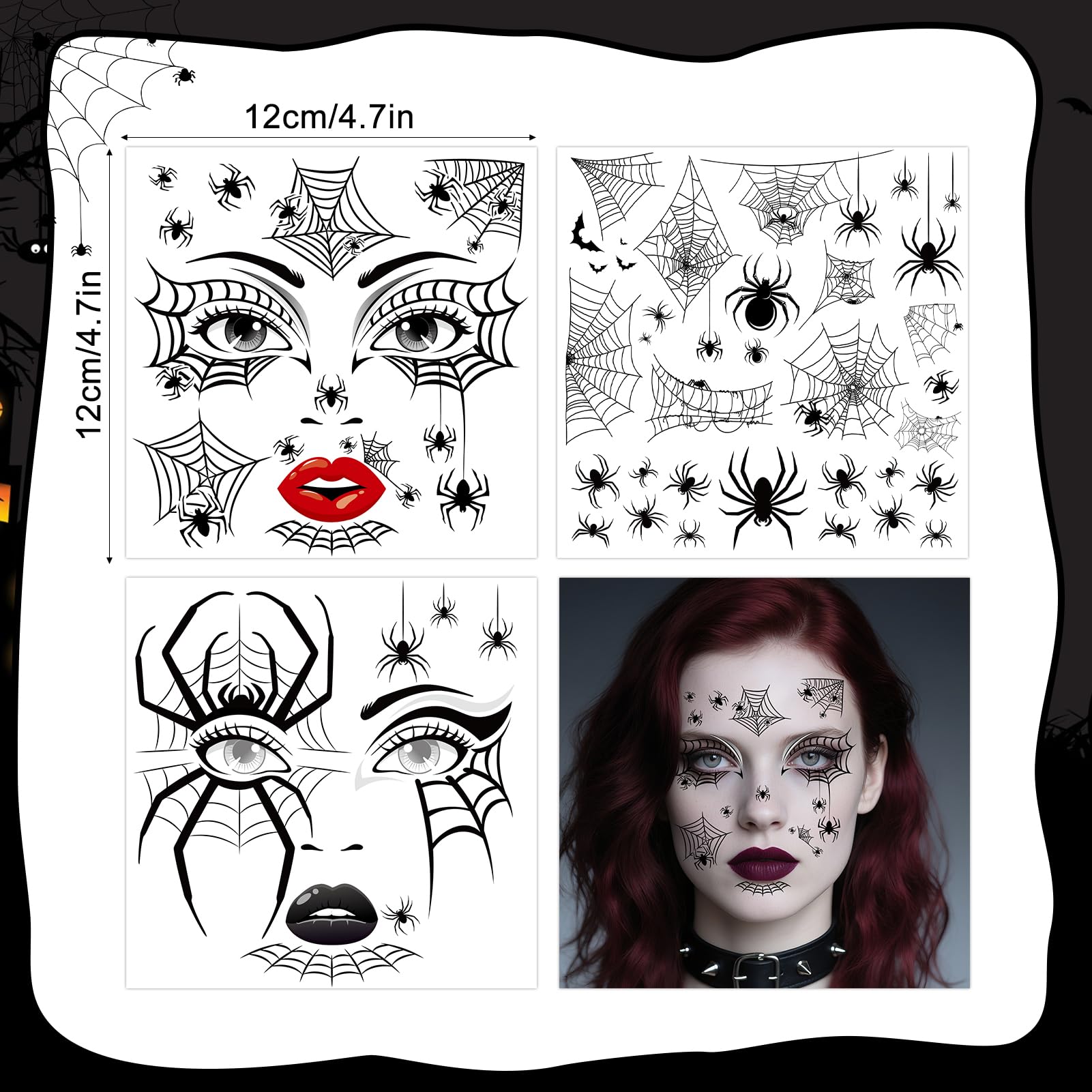 HOWAF Spider Headband & Halloween Face Tattoos Stickers, Hair Accessories for Spider Costume Carnival Halloween Costumes Women Men, B - Image 3