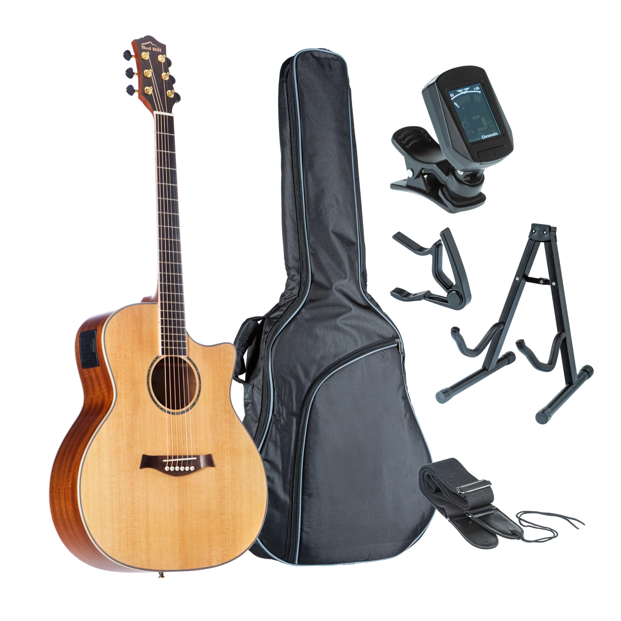 Red Hill Westerngitarren Set, Grand Auditorium, Fichte Decke, Mahagoni Boden, Zargen, X-Bracing, Mahagoni Hals, Select Hardwood Griffbrett, JM-6T Tonabnehmersystem, Naturfarbe.