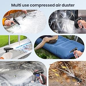 Electric Compressed Air Duster - 32,0000 RPM Rechargeable Cordless Air Blower for PC, Computer Keyboard Cleaning Kit - Mini Battery Powered Air Duster for Electronics, Car, Home - Replaces Air Cans