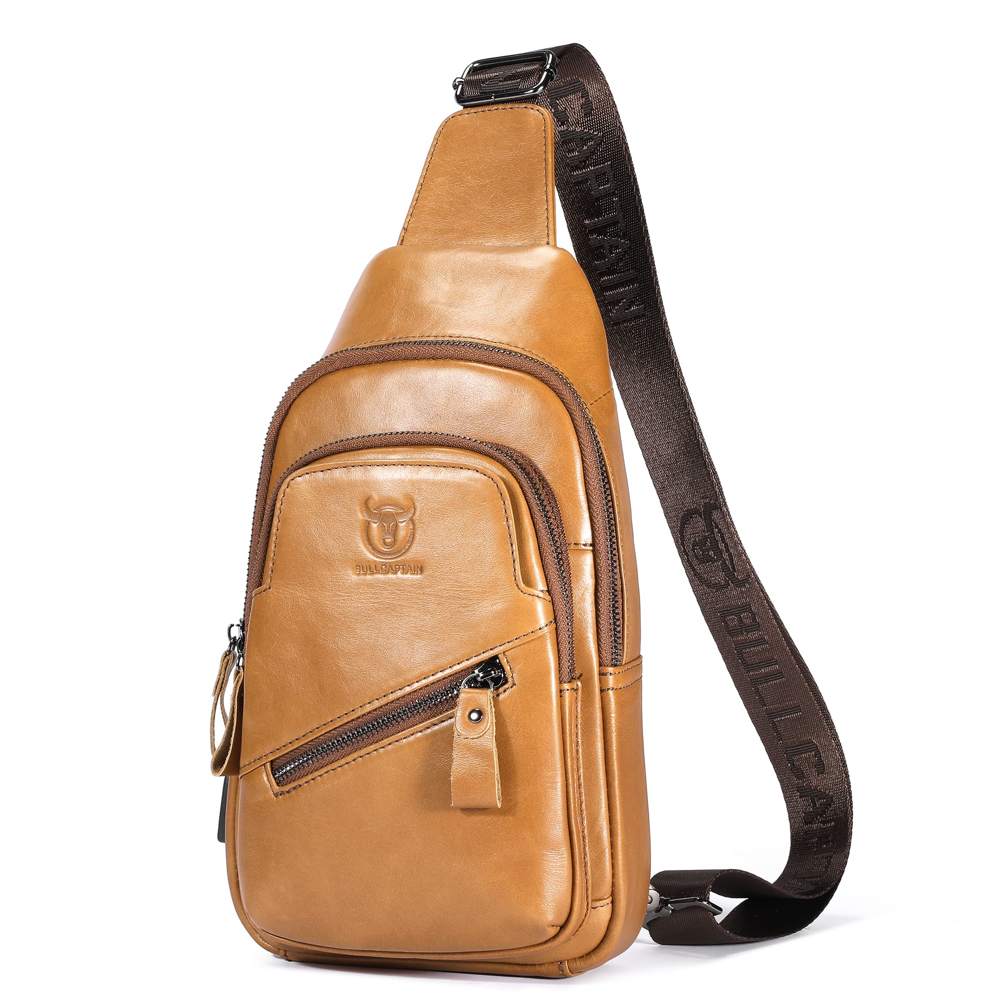 LUKZIJAES Genuine Leather Sling Bag for Men