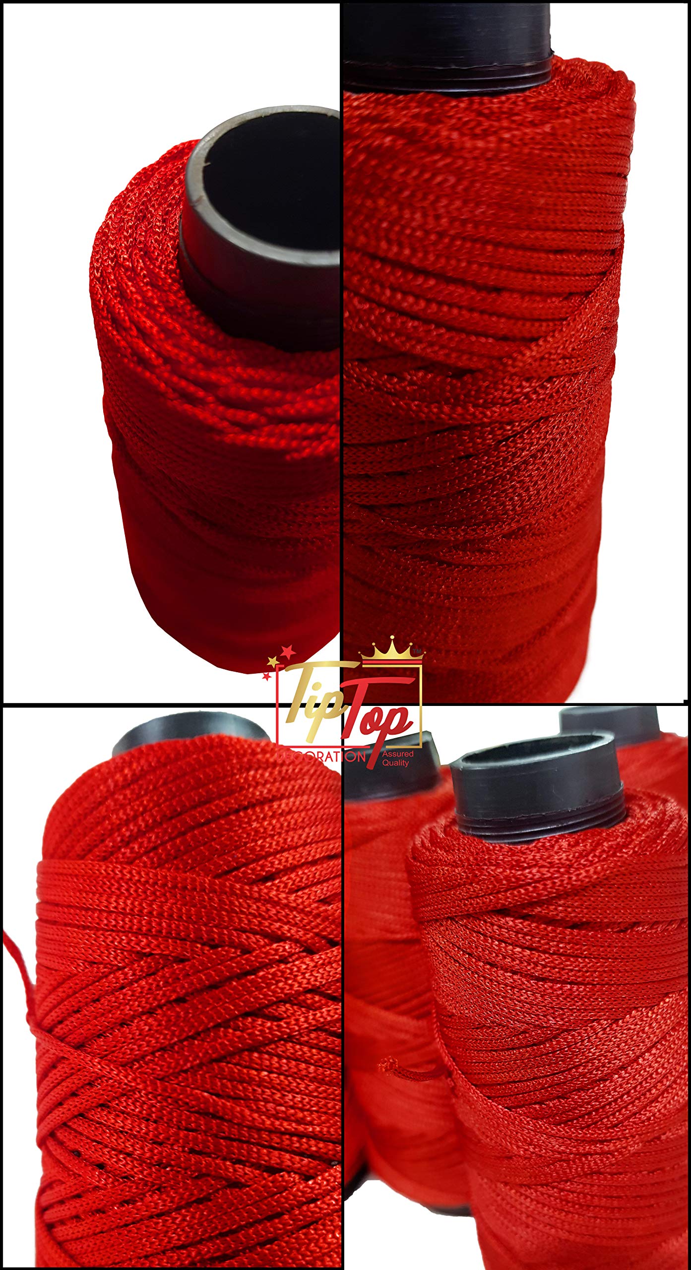 Tiptop Decoration Premium Macramé 4-Ply Braided Nylon Thread Cord Rope (Pack of 1 Spool; 100 Meters) (1mm Authentic) (Imperial Red) 1