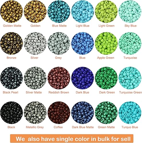 Miniatura 3 de Bala&Fillic Cuentas de cristal 80 de 0.118 in, 48 colores en caja, alrededor de 16800 cuentas de semillas con cuerda elástica transparente y agujas