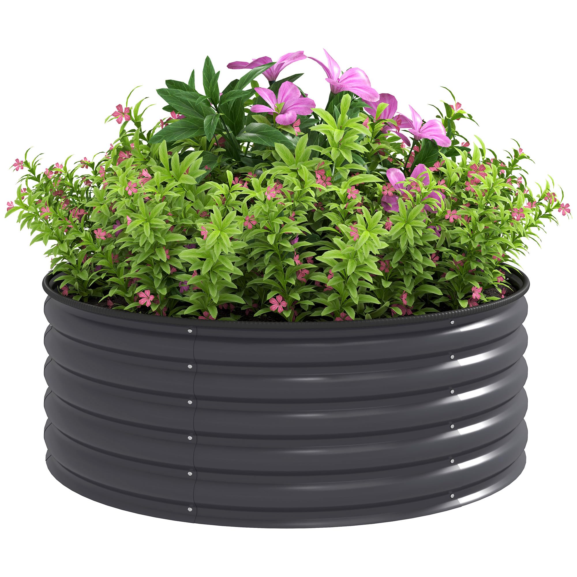 Outsunny Unisex Dark Grey Galvanised Planter With Gloves, 120 X 120 X 43Cm,