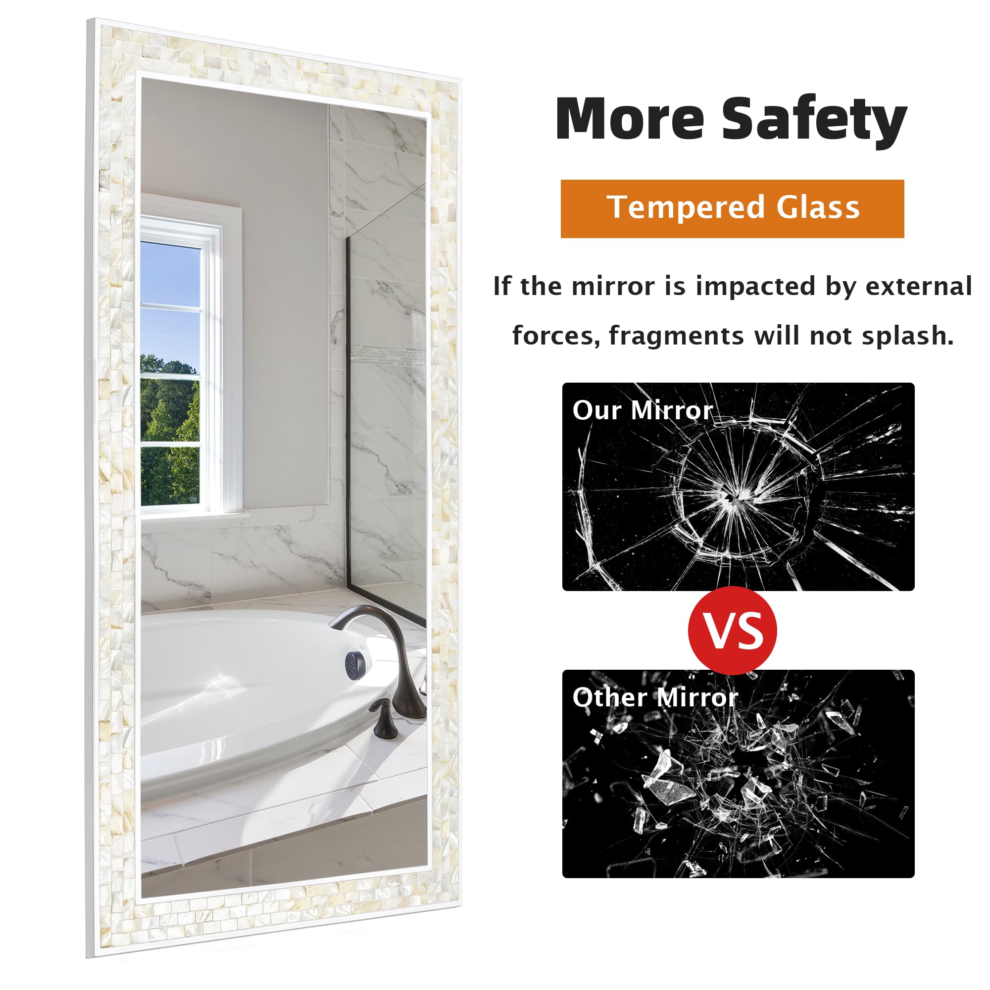 Tanmicoshomy - Espejo De Pared Blanco Clásico De 24 X 36 Pulgadas, Espejo Rectangular Con Marco De Madera Blanco Para Baño, Recámara Y Sala De Estar, Estilo Barroco