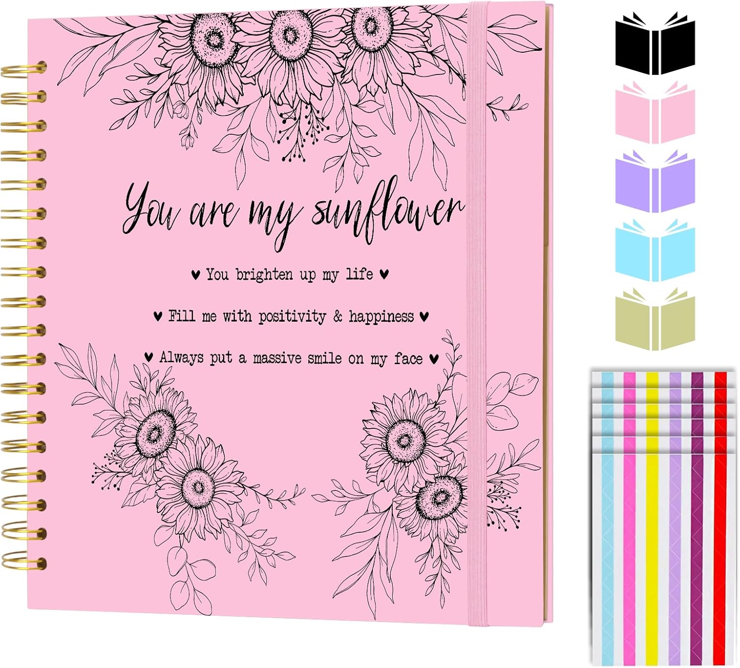You Are My Sunflower Gifts for Women,Inspirational Scrapbook Album 40 Blank Pages Scrap Book,Travel Souvenir Diary Photo Book for Family Wedding and Holiday Pictures (blue, 10 x 10 inch)